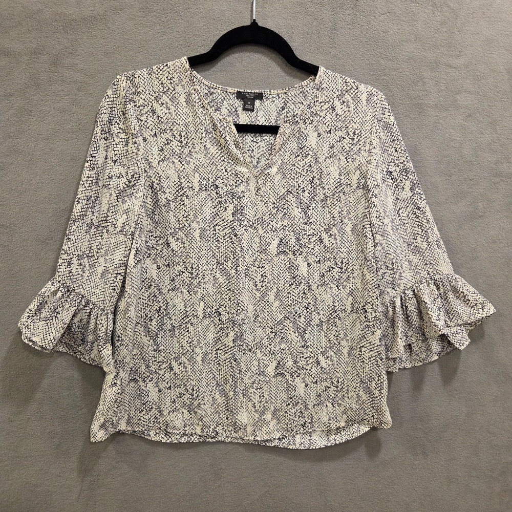 Ann Taylor Factory Boho‎ Blouse Women's Size Petite Small Ruffle Sleeves Casual